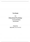 Test Bank For Educational Psychology 14th Edition (Global Edition) By Anita Woolfolk (All Chapters, 100% Original Verified, A+ Grade)