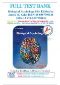 Test Bank for Biological Psychology, 14th Edition, James W. Kalat 9780357798126 Chapter 1-14 | Complete Guide A+
