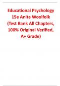 Test Bank For Educational Psychology 15th Edition By Anita Woolfolk (All Chapters, 100% Original Verified, A+ Grade)