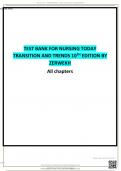 TEST BANK FOR NURSING TODAYTRANSITION AND TRENDS 10TH EDITIONBY ZERWEKH &lpar;All chapters&rpar;