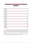 Practice Exam & Summary - Psychological and Neurobiological Consequences of Child Abuse