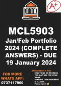MCL5903 January February Portfolio 2024 (COMPLETE ANSWERS) - DUE 19 January 2024