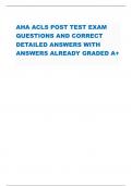 AHA ACLS POST TEST EXAM QUESTIONS AND CORRECT DETAILED ANSWERS WITH ANSWERS ALREADY GRADED A&plus;