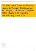 Test Bank - Olds' Maternal-Newborn Nursing & Women's Health Across the Lifespan&comma; 11th Edition &lpar;Davidson&comma; 2020&rpar;&comma; Chapter 1-36 Complete Verified Study Guide 2024