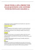 NR 603 WEEK 4 APEA PREDICTOR  EXAM QUESTIONS AND ANSWERS WITH RATIONALES GRADED A&plus;