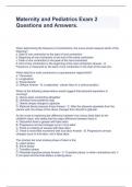 Maternity and Pediatrics Exam 2 Questions and Answers