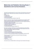 Maternity and Pediatric Nursing Exam 1 Questions and Correct Answers