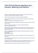 LPN 120 Final Review Questions and Answers- Maternity and Pediatric&period;