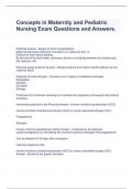 Concepts in Maternity and Pediatric Nursing Exam Questions and Answers