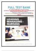 FULL TEST BANK For Leading and Managing in Nursing 7th Edition by Patricia S. Yoder-Wise RN EdD NEA-BC ANEF FAAN (Author)With 100% Verified Questions And Answers Graded A+    