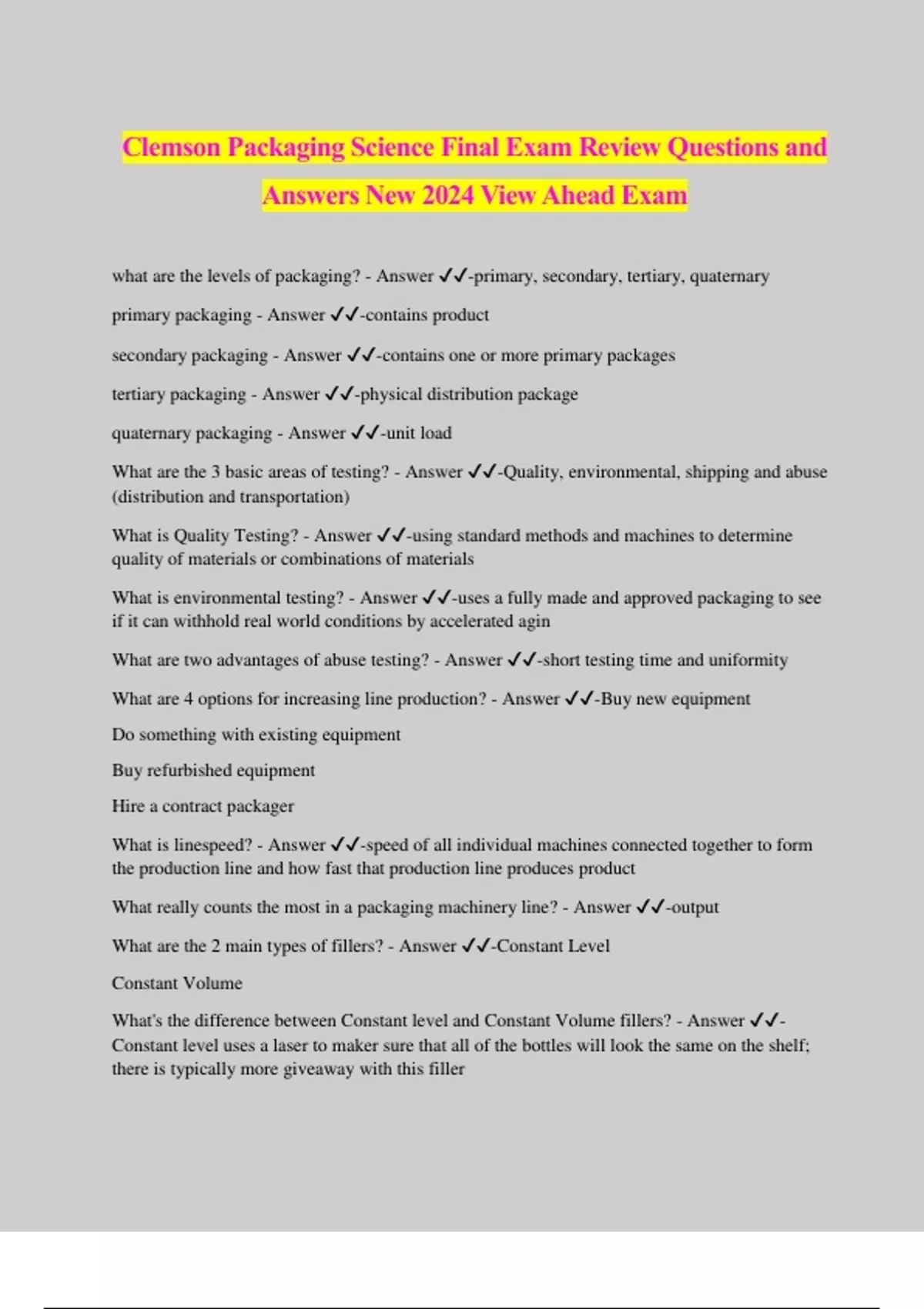Clemson Packaging Science Final Exam Review Questions And Answers New clemson-packaging-science-final-exam-review-questions-and-answers-new