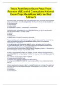 Texas Real Estate Exam Prep (From Pearson VUE and & Champions National Exam Prep) Questions With Verified Answers