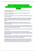 Part IV - Maine Driver's License Complete Questions And Solutions A&plus; Graded