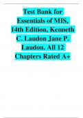 BEST REVIEW FOR Test Bank for  Essentials of MIS,  14th Edition, Kenneth  C. Laudon Jane P.  Laudon. All 12  Chapters Rated A+