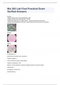 Bio 202 Lab Final Practical Exam Verified Answers