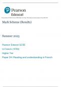 Pearson Edexcel GCSE In French (1FR0) Higher Tier Paper 3H: Reading and understanding in French MS 2023
