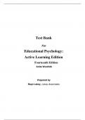 Test Bank For Educational Psychology Active Learning Edition 14th Edition By Anita Woolfolk (All Chapters, 100% Original Verified, A+ Grade)