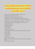 Nuclear Medicine Board Review NMTCB Actual Questions and Answers 2024/2025 solved 100% correct