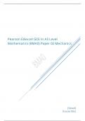 Pearson Edexcel AS Level Mathematics Paper 22 June 2023 final mark scheme Mechanics