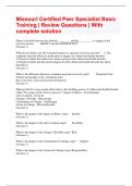 Missouri Certified Peer Specialist Basic Training &vert; Review Questions &vert; With complete solution