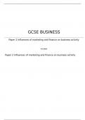 AQA    GCSE BUSINESS Paper 2 Influences of marketing and finance on business activity June 2023