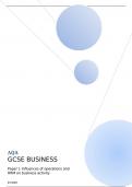 AQA    GCSE BUSINESS Paper 1 Influences of operations and HRM on business activity June 2023