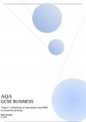 AQA         GCSE BUSINESS 8132/1 Paper 1 Influences of operations and HRM on business activity Mark scheme June 2023