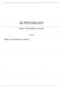AQA     AS PSYCHOLOGY Paper 2 Psychology in context June 2023