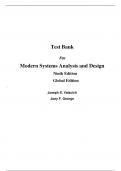 Test Bank For Modern Systems Analysis and Design 9th Edition (Global Edition) By Joseph Valacich, Joey George, Jeffrey Hoffer (All Chapters, 100% Original Verified, A+ Grade)