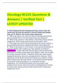 Oncology NCLEX Questions &  Answers | Verified Test |  LATEST UPDATED