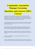 Community Association Manager Licensing Questions and Answers 100% Correct