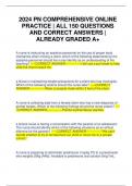 2024 PN COMPREHENSIVE ONLINE PRACTICE &vert; ALL 150 QUESTIONS AND CORRECT ANSWERS &vert; ALREADY GRADED A&plus;