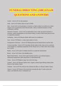 FUNERAL DIRECTING (SBE) EXAM QUESTIONS AND ANSWERS