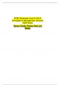 BTEC Business Level 3 Unit 6 Principles of Management January 2024 Exam Saxon Fields Theme Park Ltd Notes