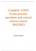 AODA Exam practice questions and correct answers 2022/2023