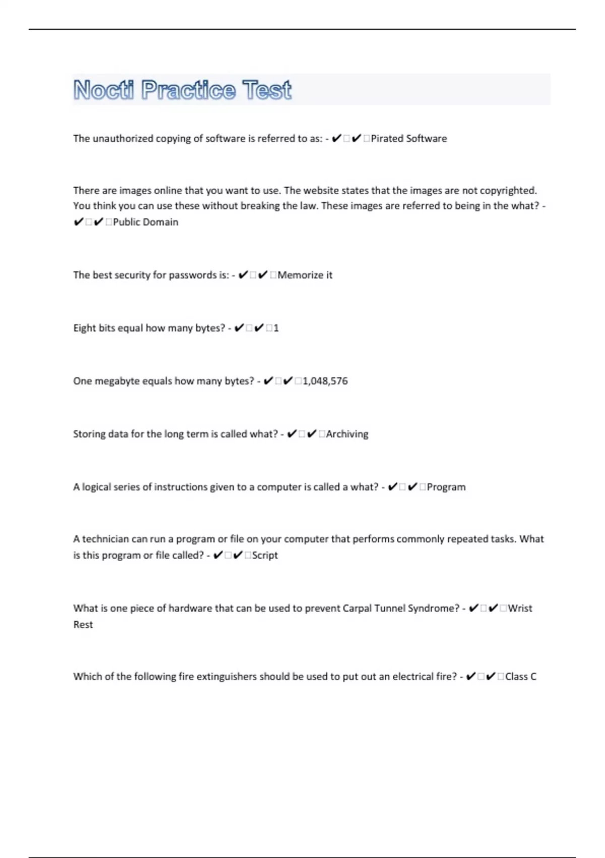 Nocti 242 Practice Test Questions With 100 % Correct Solutions - Nocti ...