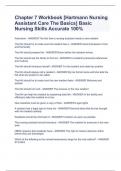 Chapter 7 Workbook [Hartmann Nursing Assistant Care The Basics] Basic Nursing Skills Accurate 100%