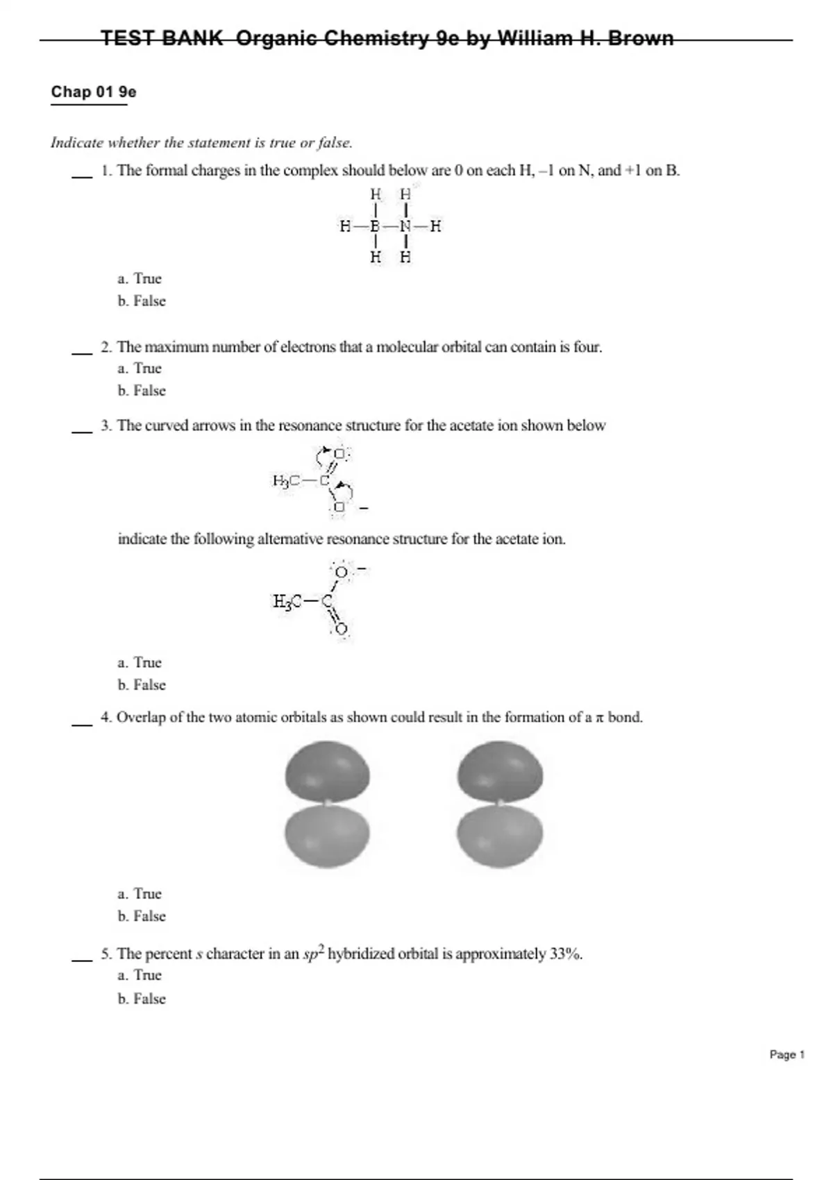 Test Bank Organic Chemistry 9th Edition by William H. Brown - Organic ...