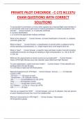 PRIVATE PILOT CHECKRIDE - C-172 N1137U EXAM QUESTIONS WITH CORRECT  SOLUTIONS 100&percnt; VERIFIED&period;