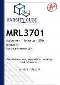 MRL3701 Assignment 1 (ANSWERS) Semester 1 2024 - DISTINCTION GUARANTEED
