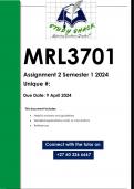 MRL3701 Assignment 2 (QUALITY ANSWERS) Semester 1 2024