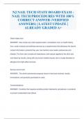 NJ NAIL TECH STATE BOARD EXAM - NAIL TECH PROCEDURES WITH 100&percnt;  CORRECT ANSWER &lpar;VERIFIED  ANSWERS&rpar; &vert; LATEST UPDATE &vert;  ALREADY GRADED A&plus;