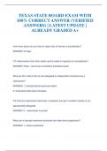 TEXAS STATE BOARD EXAM WITH  100&percnt; CORRECT ANSWER &lpar;VERIFIED  ANSWERS&rpar; &vert; LATEST UPDATE &vert;  ALREADY GRADED A&plus;
