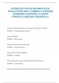 ESTHETICS STATE BOARD EXAM  TEXAS WITH 100&percnt; CORRECT ANSWER  &lpar;VERIFIED ANSWERS&rpar; &vert; LATEST  UPDATE &vert; ALREADY GRADED A&plus;