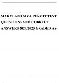 MARYLAND MVA PERMIT TEST QUESTIONS AND CORRECT ANSWERS 2024/2025 GRADED A+.