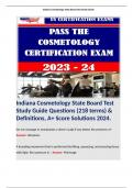 Indiana Cosmetology State Board Test Study Guide Questions (218 terms) & Definitions, A+ Score Solutions 2024.  Including  terms like; Do not massage or manipulate a client's scalp if you detect the presence of - Answer: Abrasions