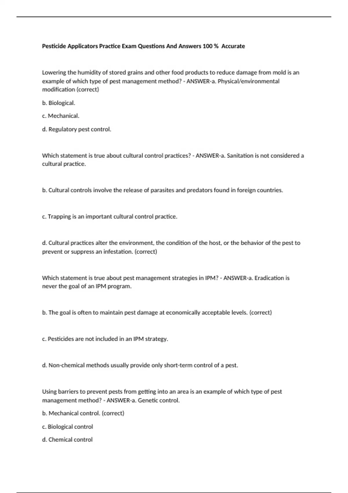 Pesticide Applicators Practice Exam Questions And Answers 100 