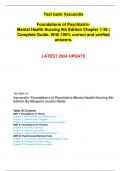Test bank Varcarolis  Foundations of Psychiatric- Mental Health Nursing 9th Edition Chapter 1-36 | Complete Guide. With 100% correct and verified answers. LATEST 2024 UPDATE