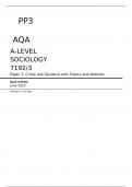 AQA A-LEVEL SOCIOLOGY 7192/3 Paper 3 June 2023 FINAL MARK SCHEME  Crime and Deviance with Theory and Methods