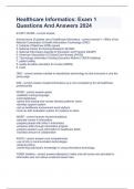 Healthcare Informatics&colon; Exam 1 Questions And Answers 2024